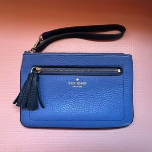 kate spade Blue Pebbled Leather Wristlet